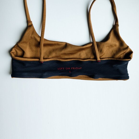 Left On Friday Pool Days Top Tan Lines Brown Scoop Front, A-C Cup - Size Small - Picture 6 of 11